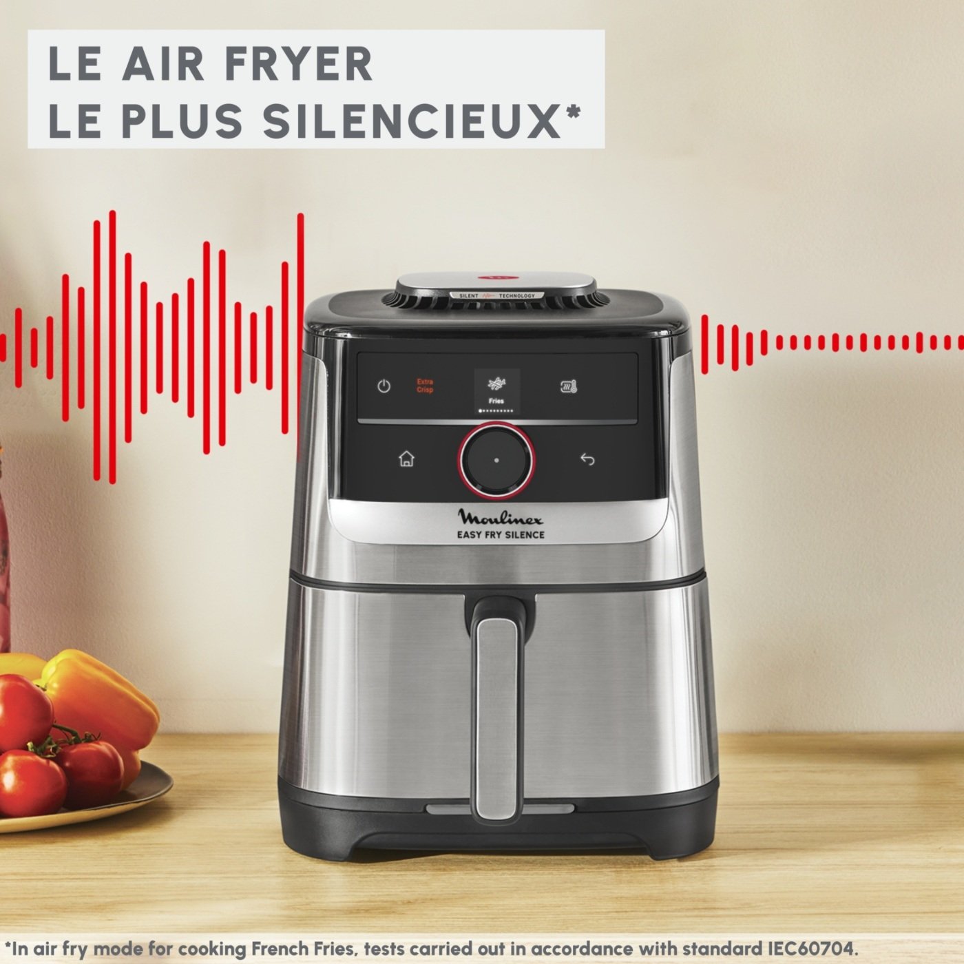 Air Fryer Friteuse Sans Huile 5 L 1530 W Silencieuse – MOULINEX EZ572DF0 Moulinex EZ572DF0 : le air fryer le plus silencieux, 48 dB
