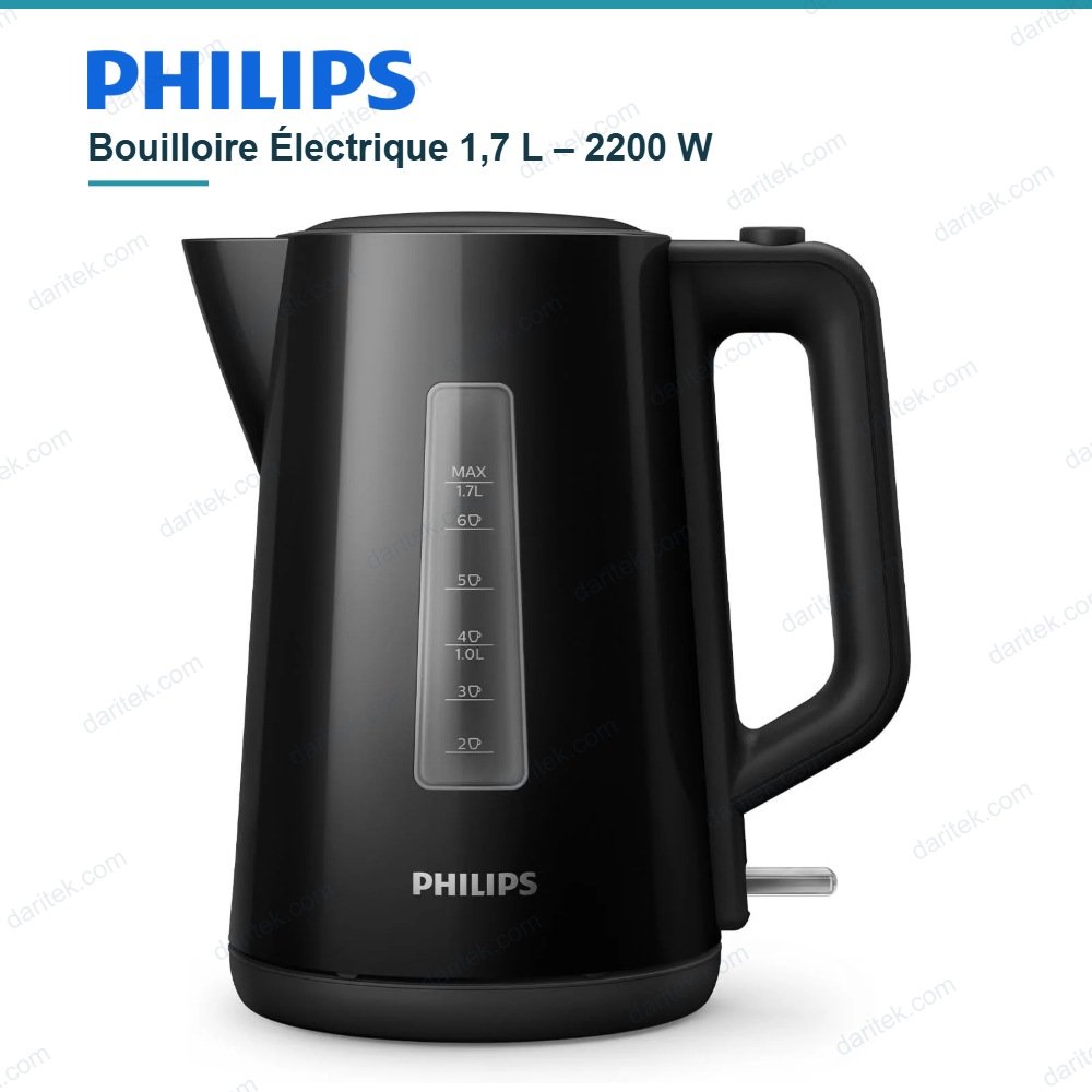 Bouilloire Électrique PHILIPS 1,7 L 2200 W Noire – HD9318/21
