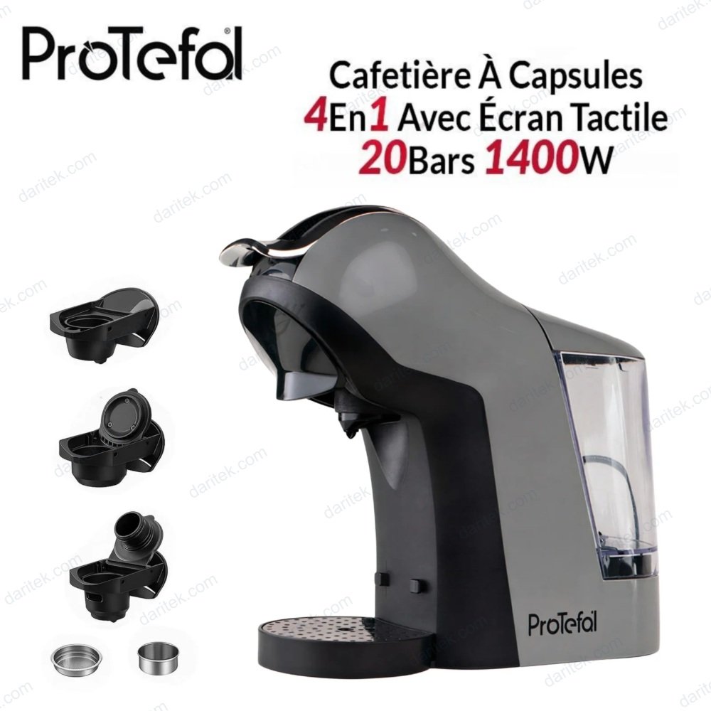 Machine à Café 4 en 1 Écran Tactile 20 Bars Gris – PROTEFAL EM-308