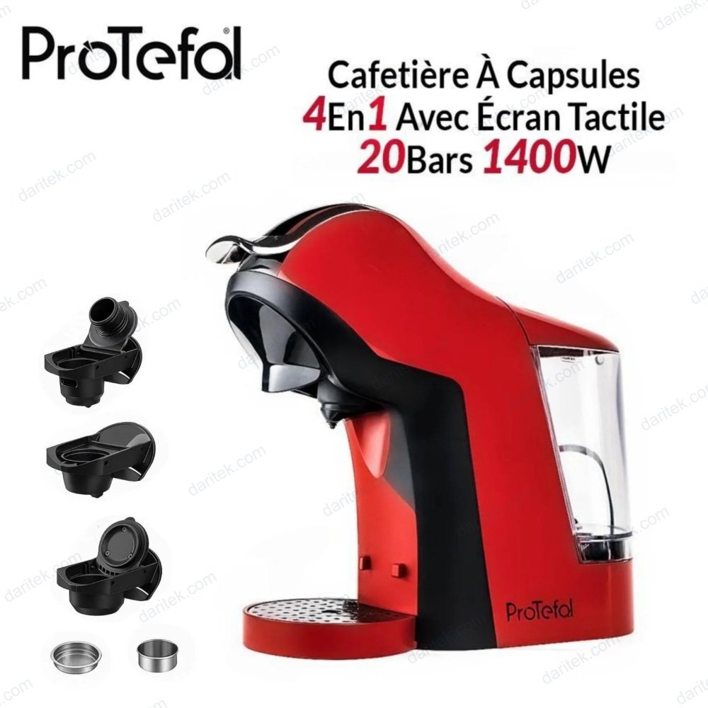 Machine à Café 4 en 1 Écran Tactile 20 Bars Rouge – PROTEFAL EM-308