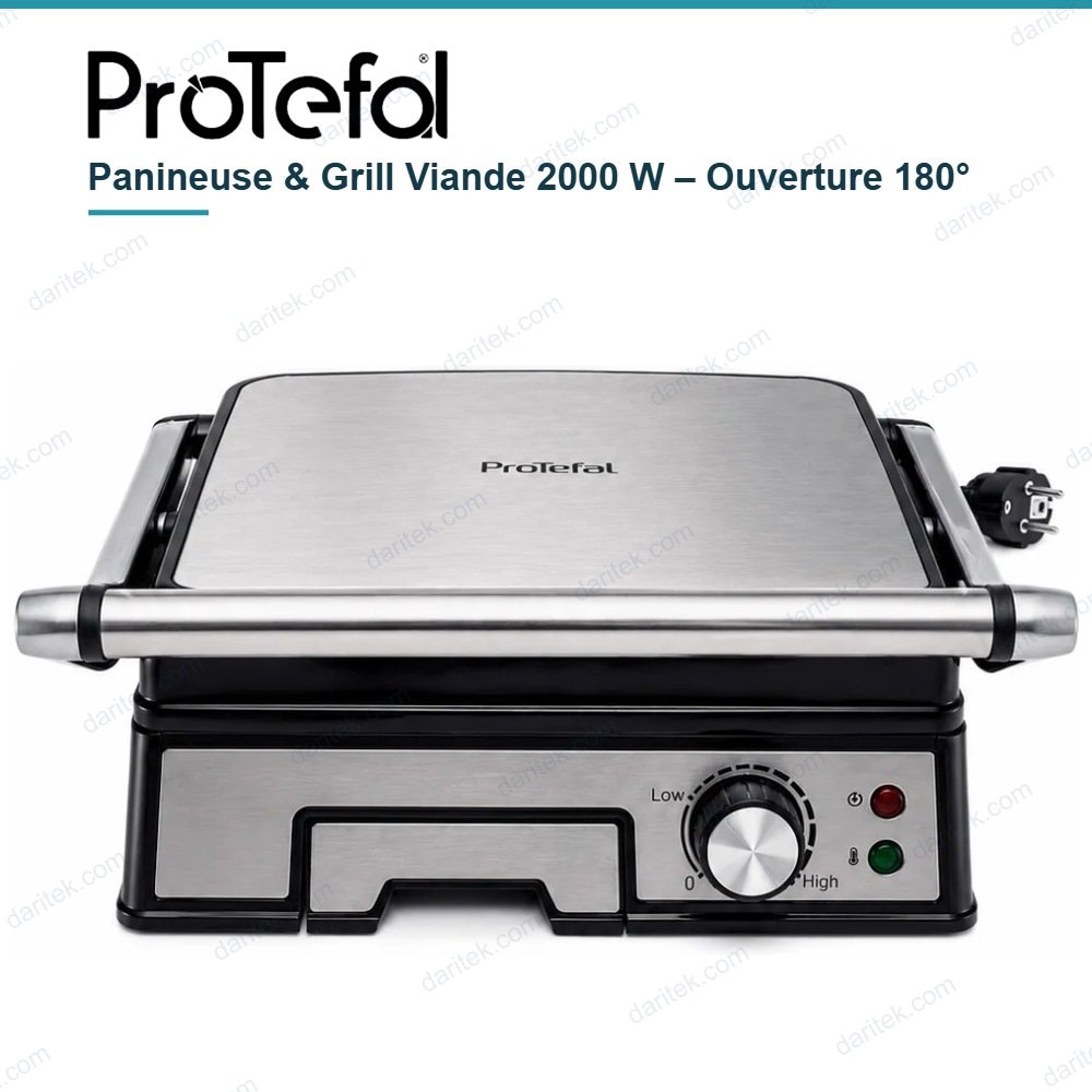 Panineuse et Grill Viande 2000 W Ouverture 180° – PROTEFAL UB891P