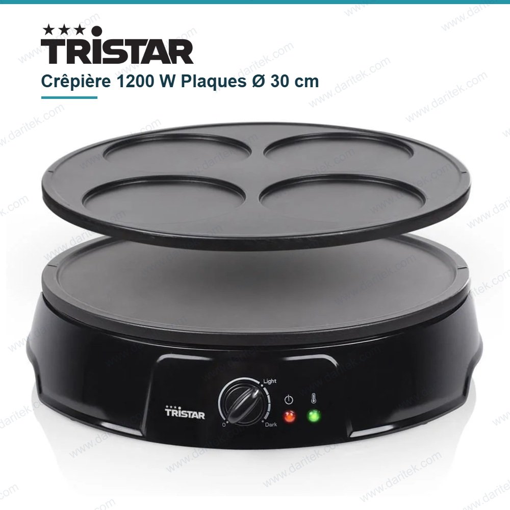 Crêpière Electrique et Pancakes Maker 1200 W 2 Plaques Amovibles Ø 30 cm – TRISTAR BP-2634