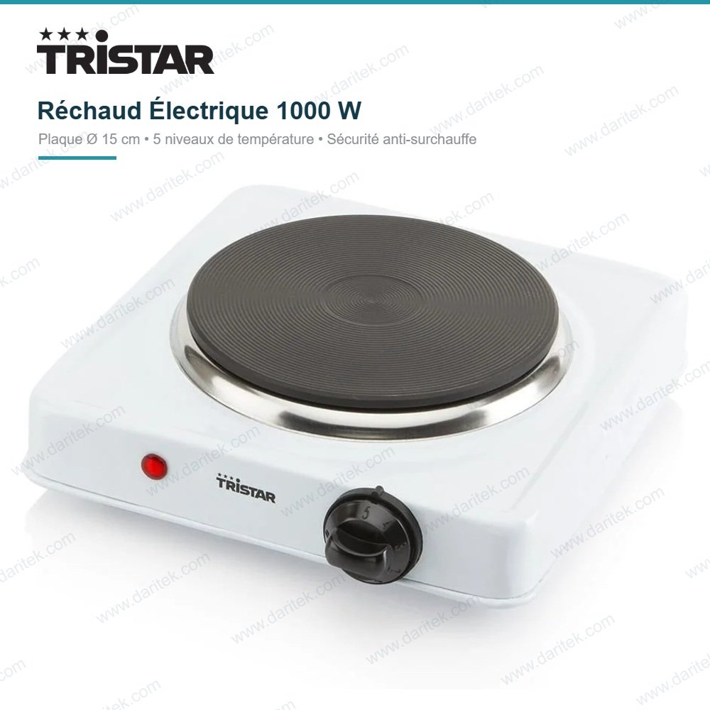 Plaque de Cuisson Réchaud Électrique Ø 15 cm 1000 W – TRISTAR KP-6185 Plaque de Cuisson Réchaud Électrique Ø 15 cm 1000 W – TRISTAR KP-6185