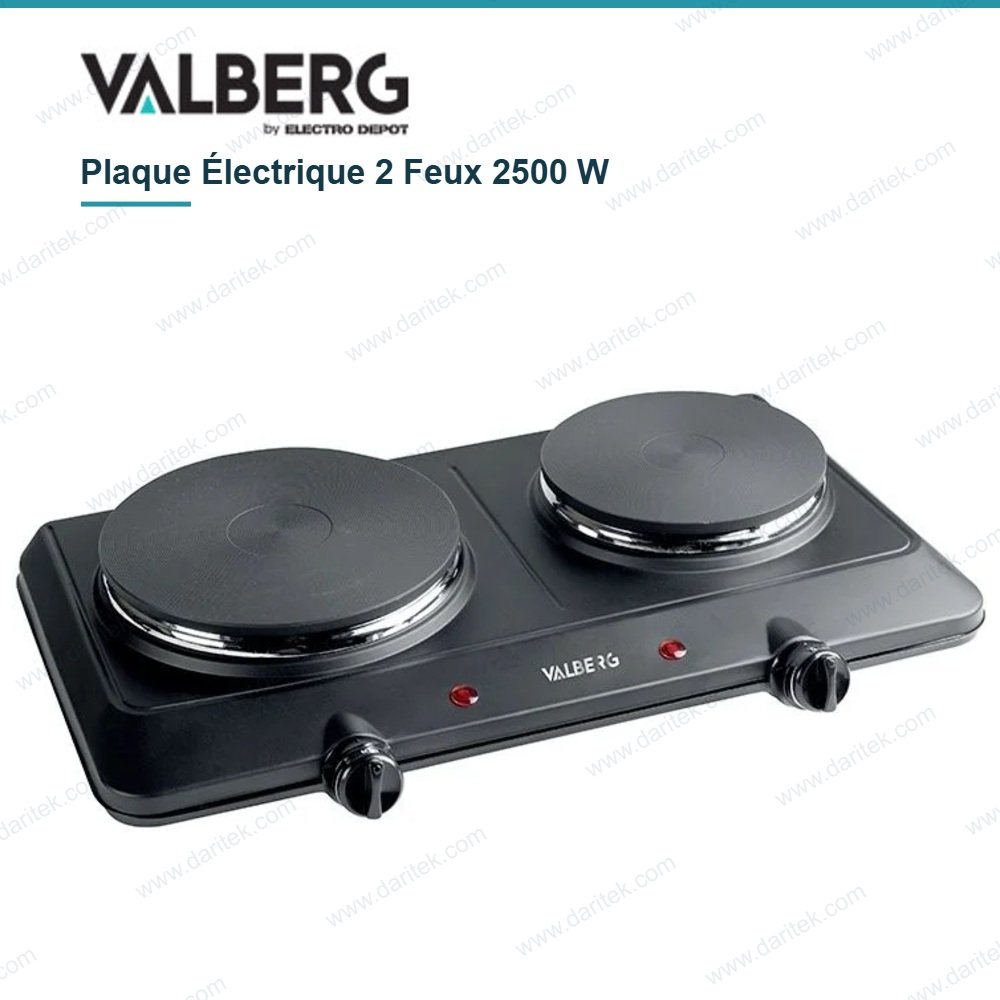 Plaque de Cuisson Chauffante Électrique 2 Feux 2500 W Posable – VALBERG EHP 2Z K 350 C