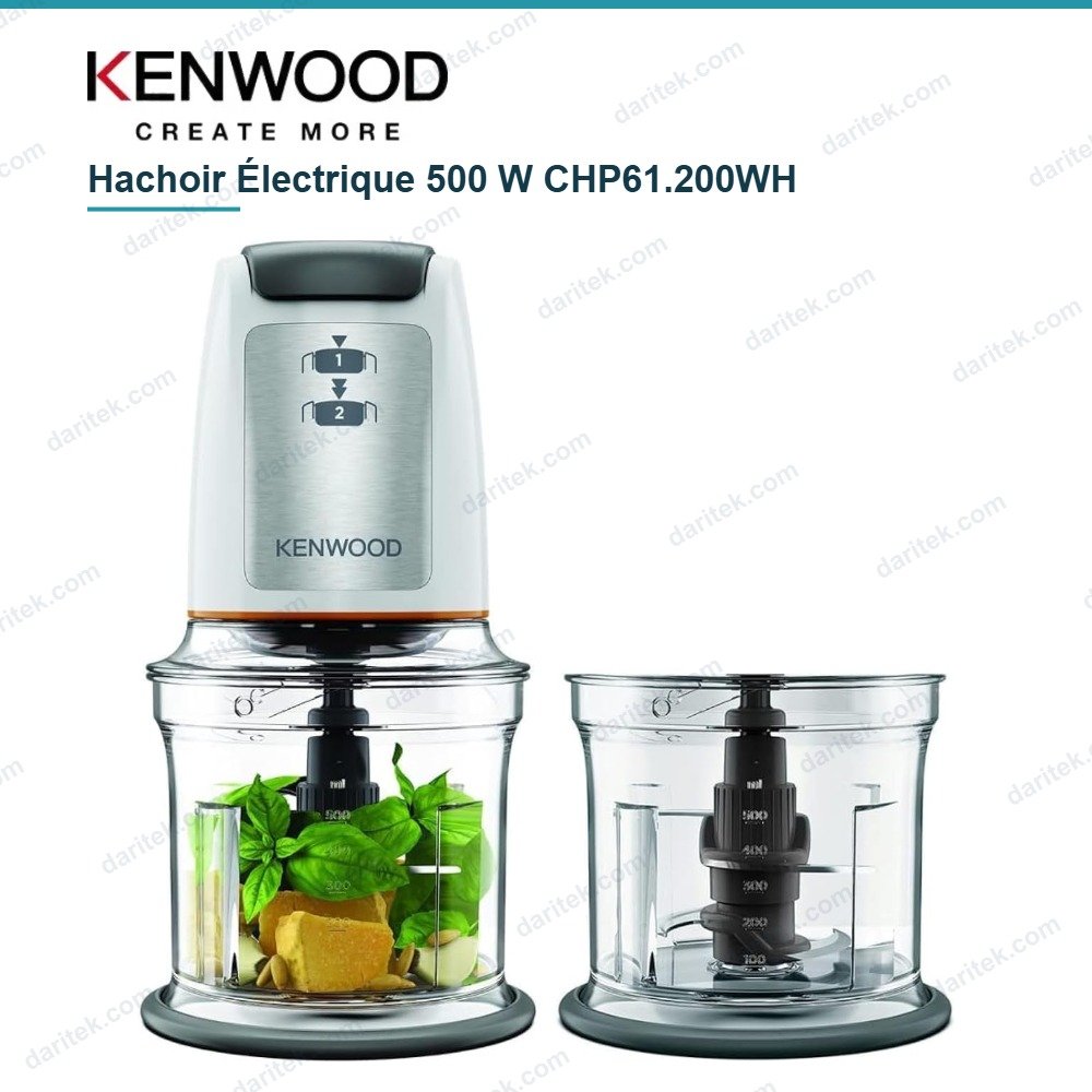 Hachoir Électrique KENWOOD 500 W 2 Bols 0,5 L – CHP61.200WH Hachoir électrique Kenwood CHP61.200WH