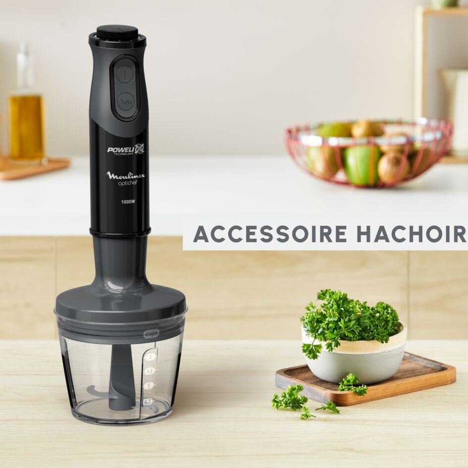 خلاط يدوي 2 في 1 Optichef بقوة 1000 واط مع مفرمة 500 مل وكوب قياس 800 مل – MOULINEX DD641810 خلاط يدوي 2 في 1 Optichef بقوة 1000 واط مع مفرمة 500 مل وكوب قياس 800 مل – MOULINEX DD641810 - الصورة 6