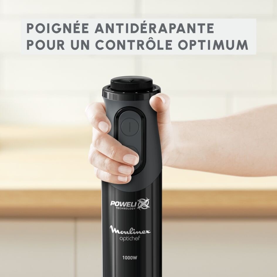 خلاط يدوي 2 في 1 Optichef بقوة 1000 واط مع مفرمة 500 مل وكوب قياس 800 مل – MOULINEX DD641810 خلاط يدوي 2 في 1 Optichef بقوة 1000 واط مع مفرمة 500 مل وكوب قياس 800 مل – MOULINEX DD641810 - الصورة 9
