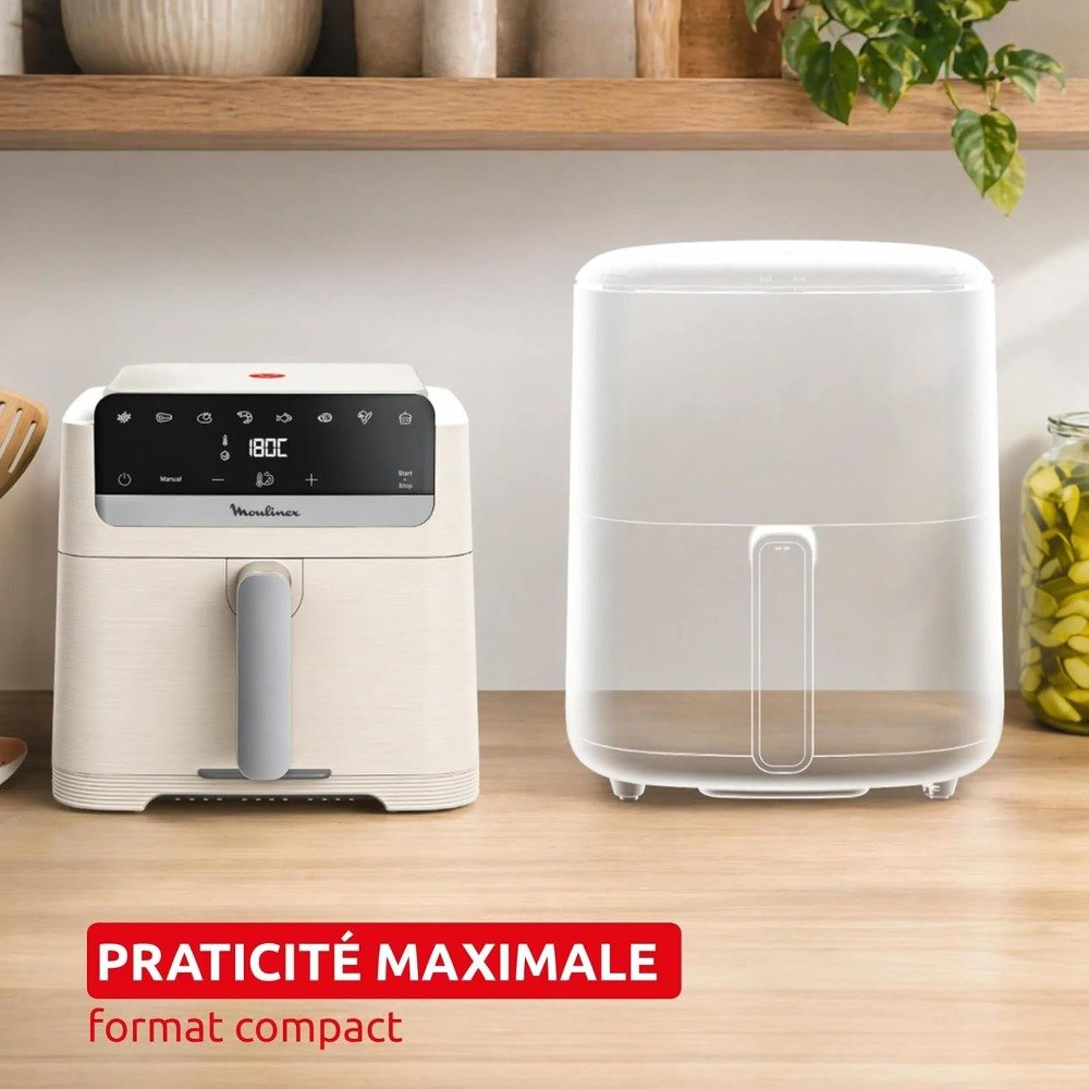 قلاية هوائية 7.5 لتر 1700 واط 8 برامج – MOULINEX EZ866AF0 Friteuse sans huile Moulinex Easy Fry Mega Compact EZ866AF0 7,5 L