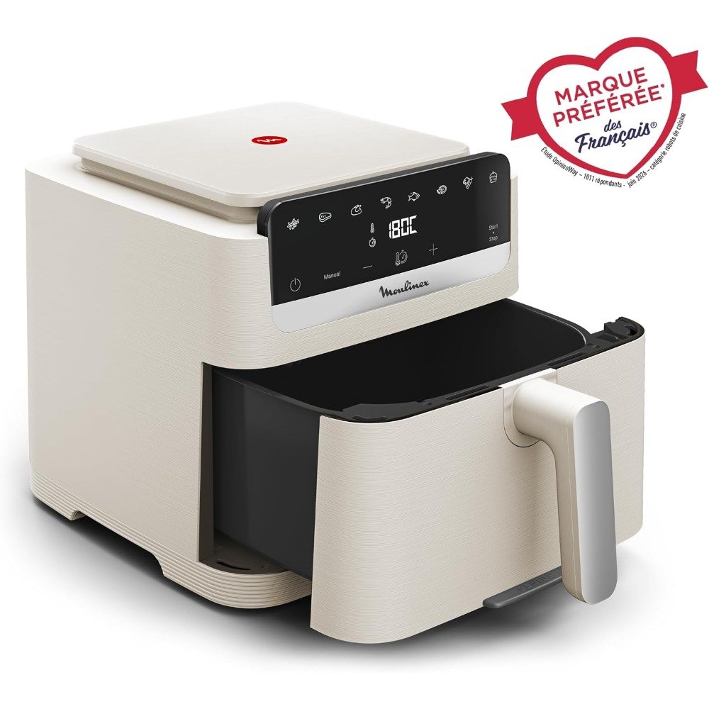 قلاية هوائية 7.5 لتر 1700 واط 8 برامج – MOULINEX EZ866AF0 Friteuse sans huile Moulinex Easy Fry Mega Compact EZ866AF0 7,5 L