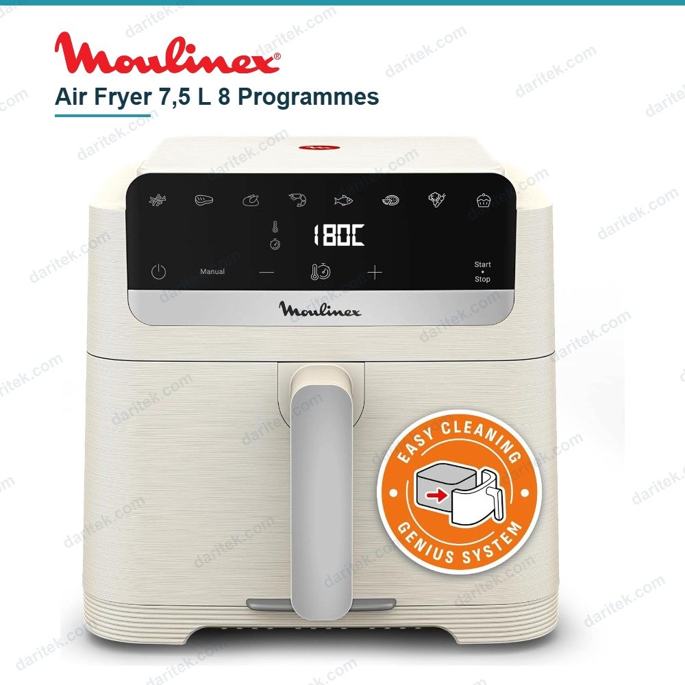 قلاية هوائية 7.5 لتر 1700 واط 8 برامج – MOULINEX EZ866AF0 Friteuse sans huile Moulinex Easy Fry Mega Compact EZ866AF0 7,5 L