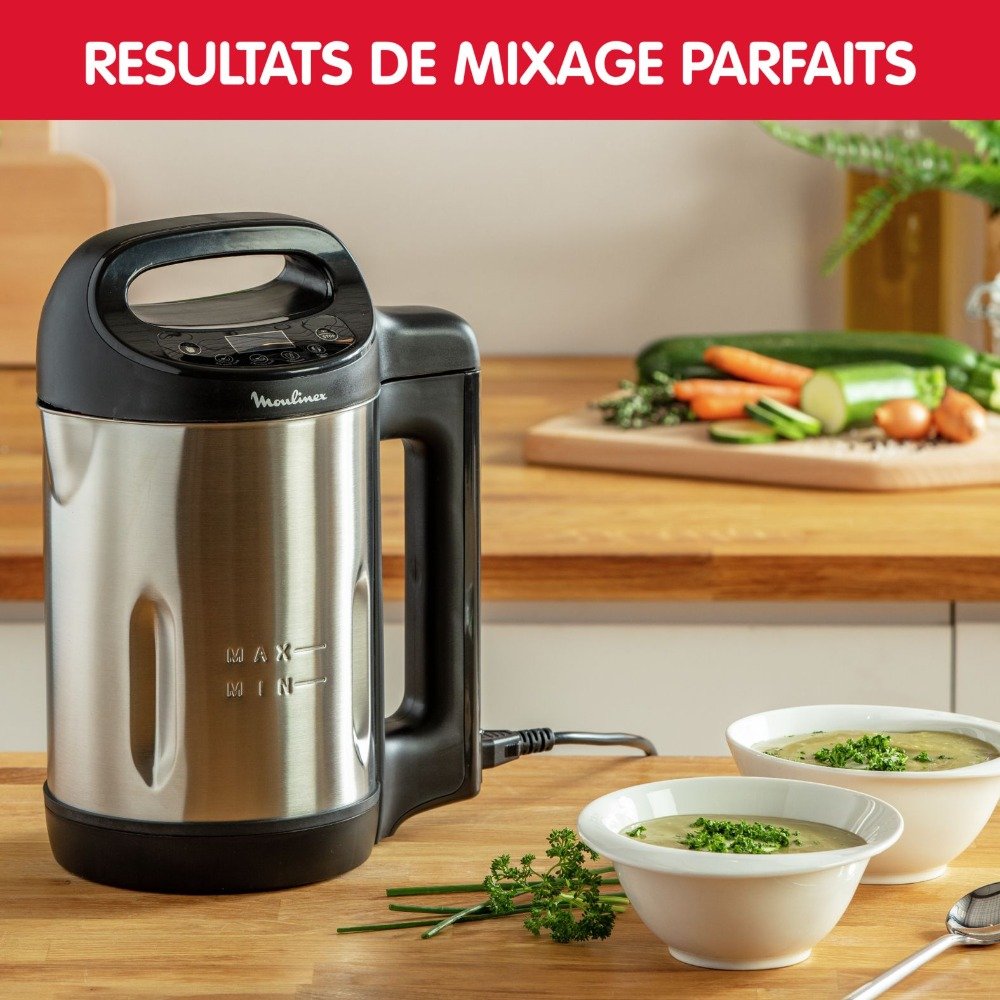 Blender Chauffant à Soupe MOULINEX 1000 W 1,2 L 3 Programmes – LM542810 Blender chauffant Moulinex My Daily Soup LM542810