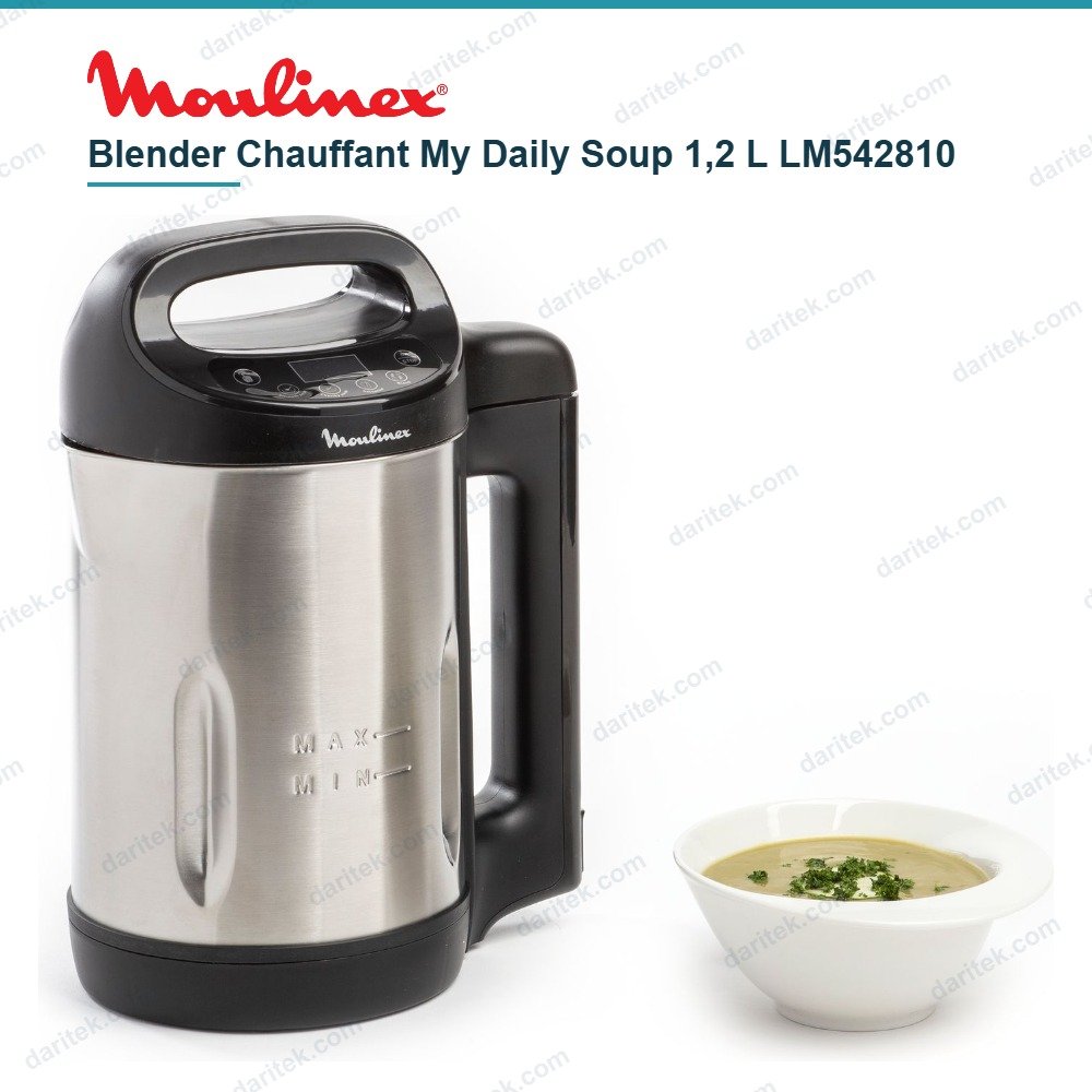 Blender Chauffant à Soupe MOULINEX 1000 W 1,2 L 3 Programmes – LM542810 Blender chauffant Moulinex My Daily Soup LM542810
