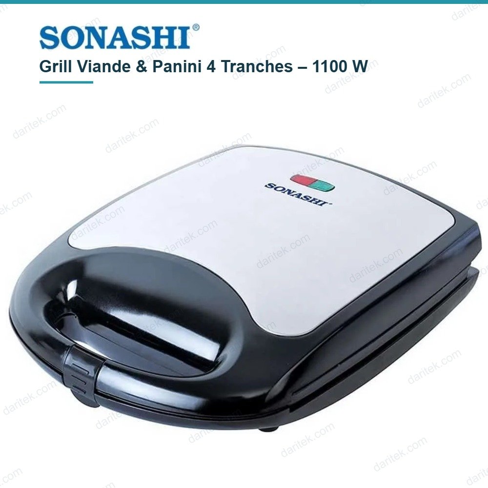 صانعة سندويشات و شواية لحم 4 شرائح 1100 واط ستانلس ستيل – SONASHI SGT-851