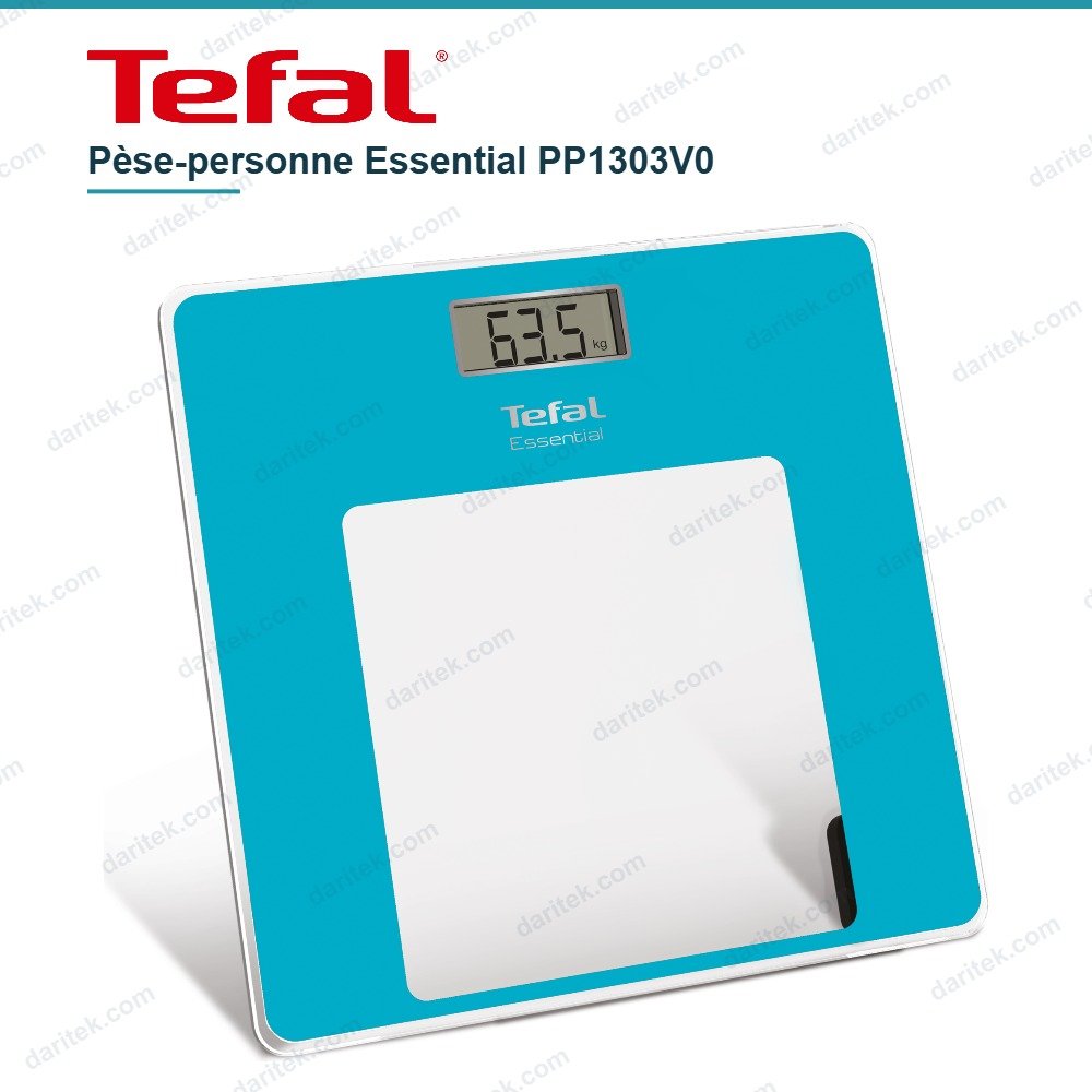 Pèse-personne Électronique Tefal Essential 150 kg Bleu turquoise - PP1303V0 Pèse-personne Électronique Tefal Essential 150 kg Bleu turquoise - PP1303V0