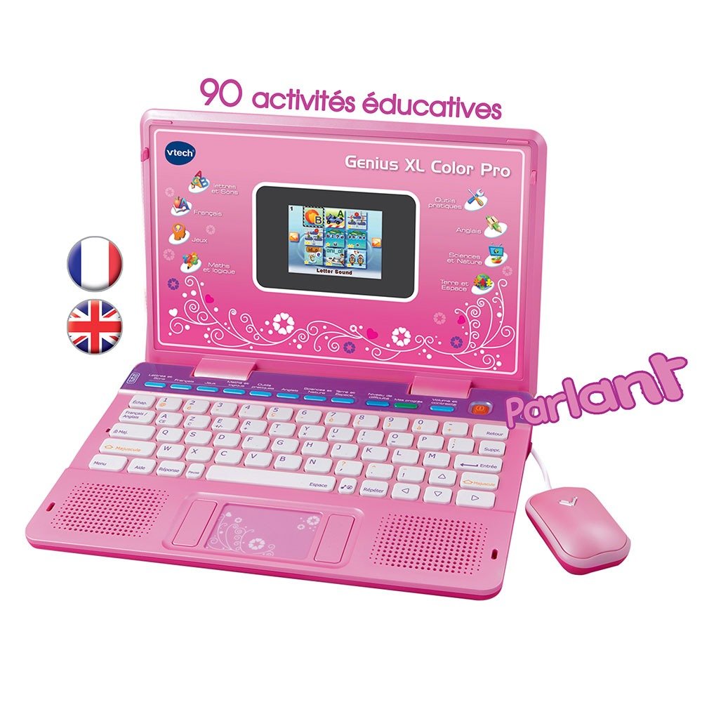 حاسوب تعليمي ثنائي اللغة Genius XL Color Pro وردي – VTECH 133865 حاسوب تعليمي فيتك Genius XL Color Pro وردي 133865