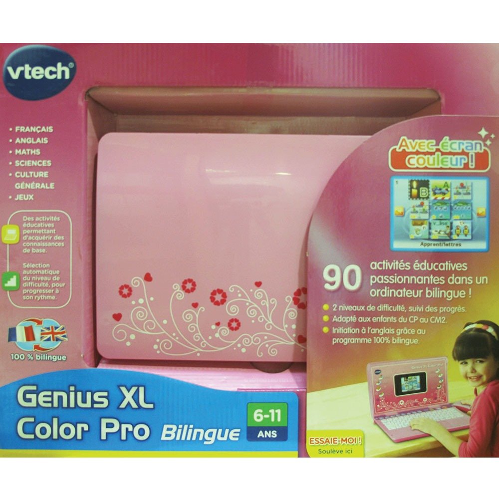حاسوب تعليمي ثنائي اللغة Genius XL Color Pro وردي – VTECH 133865 حاسوب تعليمي فيتك Genius XL Color Pro وردي 133865