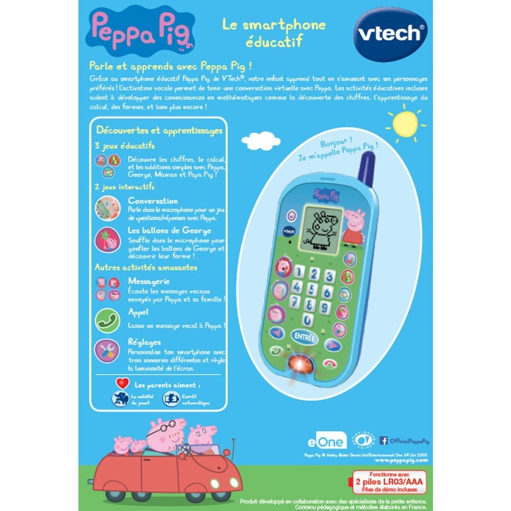 هاتف ذكي تعليمي بيبا بيغ للأطفال 2-5 سنوات – VTECH 523105 هاتف تعليمي بيبا بيغ VTech 523105