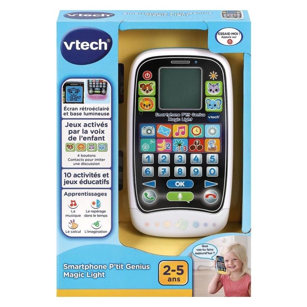 هاتف ألعاب تعليمي P'tit Genius Magic Light أسود – VTECH 529205 هاتف فيتك P'tit Genius Magic Light أسود 529205