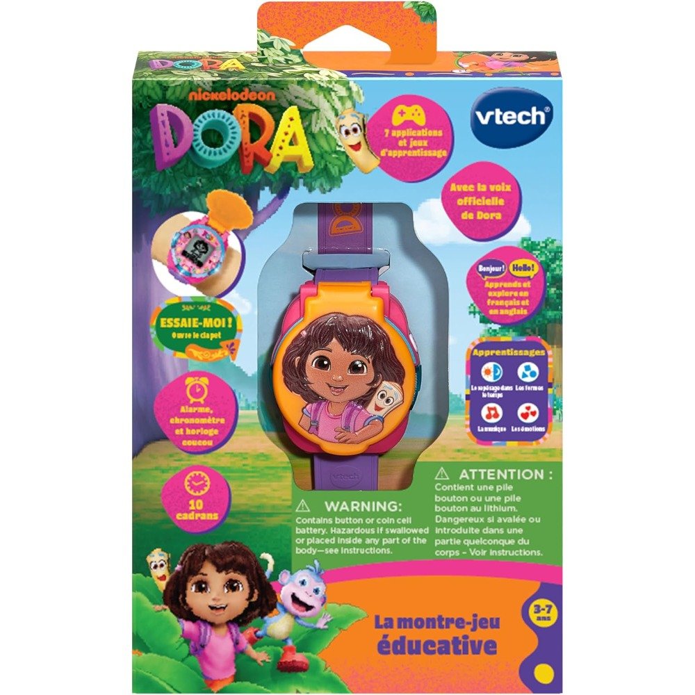 ساعة ألعاب تعليمية دورا ثنائية اللغة 3-7 سنوات – VTECH 580705 Montre-jeu éducative Dora VTech 580705
