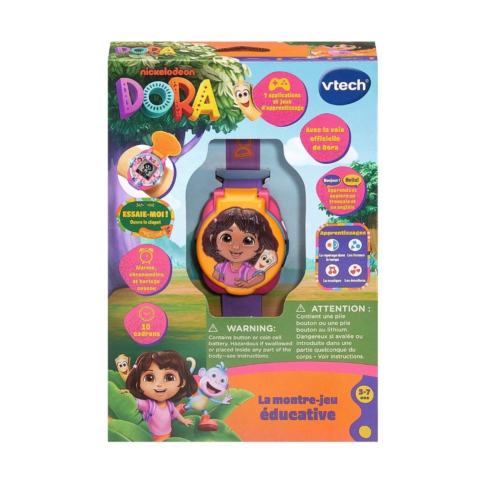 ساعة ألعاب تعليمية دورا ثنائية اللغة 3-7 سنوات – VTECH 580705 Montre-jeu éducative Dora VTech 580705